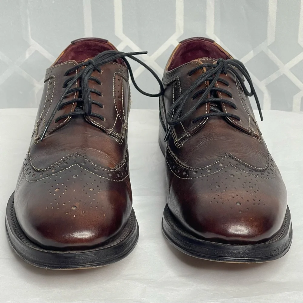 Ted Baker Chorlten Burnished Leather Wingtip Shoes Brogues Brown Men's Size 10